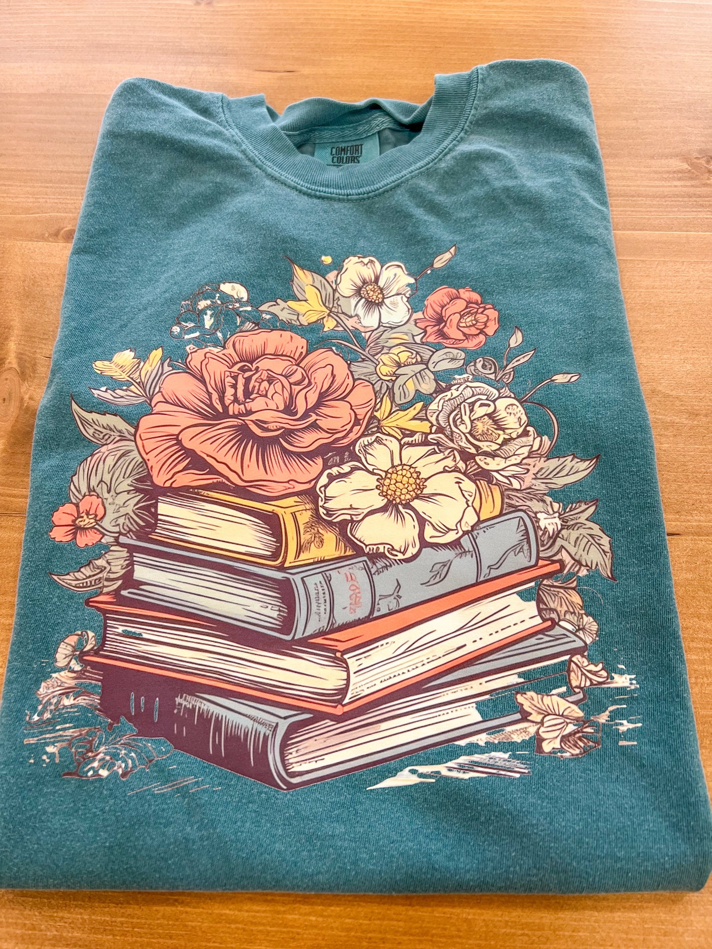 Floral Books Comfort Colors T-Shirt