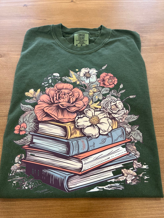 Floral Books Comfort Colors T-Shirt